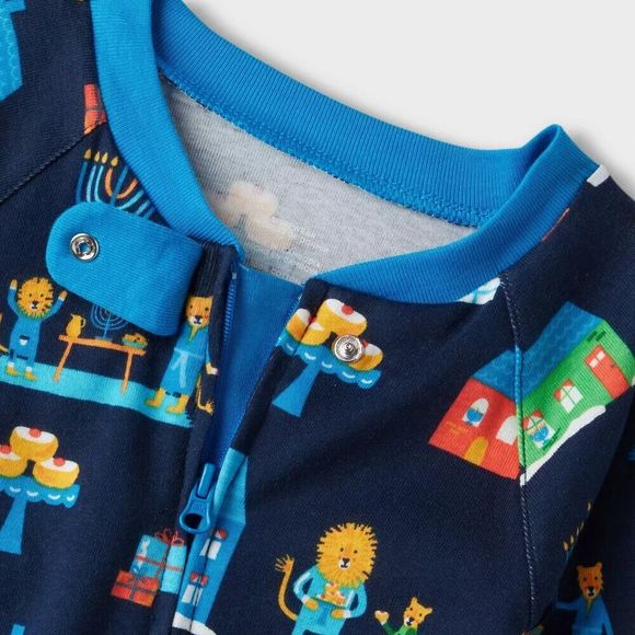 Baby Hanukkah Blue Lion Pajama - 3-4 mo for boy or girl - Picture 3 of 4